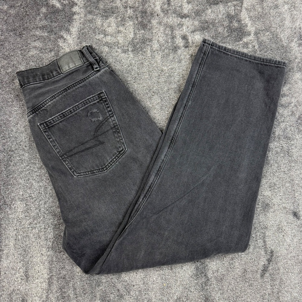 American Eagle Jeans Womens 10 Black 90s Boyfriend Highest Rise Distressed